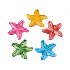 (52) Непрозрачная лаванда Резные подвески из натуральных пресноводных ракушек, прелести морская звезда, окрашенные, разноцветные, 32.5~34x33~36x2.5~3.5 мм, отверстие : 1.2~1.5 мм