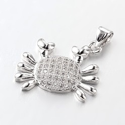 Платина Краб латуни микро проложит кубических прелести диоксида циркония, без свинца и без никеля , платина, 15x20x4 мм, отверстие : 3x3 мм