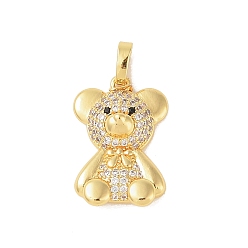 Прозрачный Латунные микро проложить кубического циркония подвески, без кадмия, без никеля и без свинца, реальный 18 k позолоченный, медведь, прозрачные, 22.5x15.5x6 мм, отверстие : 6x3.5 мм