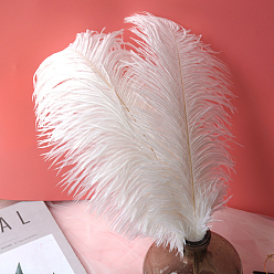 Белый Аксессуары для украшений из отбеленных страусиных перьев, для фото реквизита своими руками, фоновое ремесло, белые, 350~400 мм
