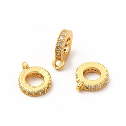 Настоящее золото 18K Латунные трубки со стразами, петля под залог, Вешалка ссылки, реальный 18 k позолоченный, 10x3x8 мм, отверстие : 1.2 мм, внутренний диаметр: 4 мм