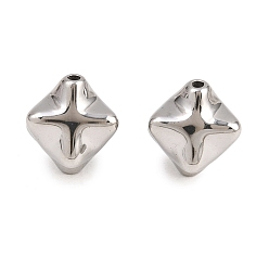 Нержавеющая Сталь Цвет 304 из нержавеющей стали бусы, неправильный крест, цвет нержавеющей стали, 15x15x13 мм, отверстие : 1.2 мм