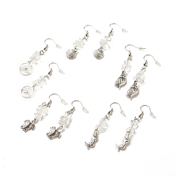 Хрусталь Серьги с драгоценными камнями, с  латунными крючками для серег, чип, 50~55 мм, штифты : 0.7 мм