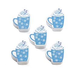 Drink Деревянные бусины с рождественским принтом, окрашенные, пить, 16.5x13.5x6 мм, отверстие : 2 мм