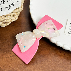 Бледно-Розовый Заколки для волос из ацетата целлюлозы, аксессуары для волос с бантом для женщин и девочек, розовый жемчуг, 84x47x22 мм