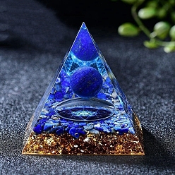 Ляпис-Лазурь Пирамида из натурального камня лазурита и оргона, портивный генератор энергии, Целебная каменная пирамида для борьбы со стрессом, принести удачу и богатство, 60 мм