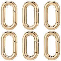 Настоящее золото 18K 6Ионное покрытие (IP) 304 Кольца пружинного затвора из нержавеющей стали, овальные, реальный 18 k позолоченный, 18.5x10x3 мм