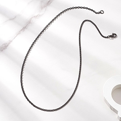 Черный 304 ожерелья из витой цепи из нержавеющей стали для женщин и мужчин, чёрные, 17.72 дюйм (45 см)