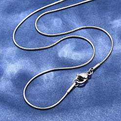 Нержавеющая Сталь Цвет Устойчивые к потускнению модные мужские 304 ожерелья из нержавеющей стали в виде змеиной цепи, с омаром застежками, цвет нержавеющей стали, 17.3 дюйм (43.9 см), 0.9 мм