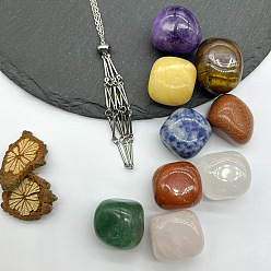 Нержавеющая Сталь Цвет Кулон в виде мешочка из смешанных драгоценных камней в технике макраме 201 ожерелья из нержавеющей стали, цвет нержавеющей стали, 23.62 дюйм (60 см)