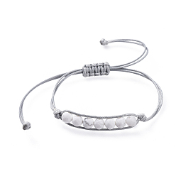 Howlite Adjustable Natural Howlite Braided Bead Bracelets, with Eco-Friendly Korean Waxed Polyester Cord, Faceted, 3/4 inch~3-7/8 inch(18~10.1cm)