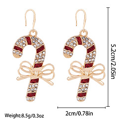 Candy Cane Рождественские серьги-гвоздики из сплава со стразами, шоколадная конфета, 52x20 мм