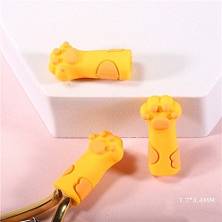 Gold Cute Cat Paw Print Silicone Nail Art Cuticle Nipper Protective Cover, for Scissors and Tweezers, Gold, 3.4x1.7cm