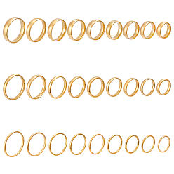 Золотой 27 шт. 27 стильные кольца из нержавеющей стали для женщин, золотые, 2~6 мм, внутренний диаметр: 15.5~22.9 мм, 1 шт / стиль
