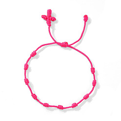 Темно-Розовый Богемные плетеные нейлоновые браслеты с узлами, регулируемые браслеты для женщин мужчин, темно-розовыми, регулируемый