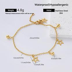 Estrella Pulseras vintage de acero inoxidable con dijes para mujer, dorado, estrella, 304 pulgada (9.06 cm)