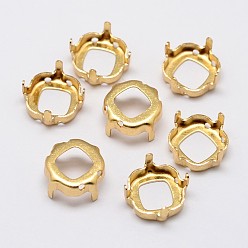 Золотой Квадрат медные настройки горный хрусталь коготь, настройки открытой спины, золотые, 12x12x0.4 мм, подходят для 12x12мм кабошон, около 500 шт / упаковка