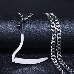 Нержавеющая Сталь Цвет 201 ожерелья из нержавеющей стали с подвеской в виде косы смерти, цвет нержавеющей стали, 19.61 дюйм (49.8 см)