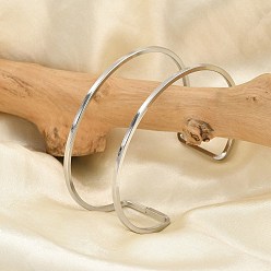 Нержавеющая Сталь Цвет Не тускнеют 304 полые открытые браслеты-манжеты из нержавеющей стали для женщин, цвет нержавеющей стали, внутренний диаметр: 2-1/2 дюйм (6.2 см), 26.5 мм