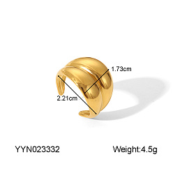 Настоящее золото 18K 304 из нержавеющей стали Манжета кольца для женщин, реальный 18 k позолоченный, 17.3 мм, внутренний диаметр: 22.1 мм