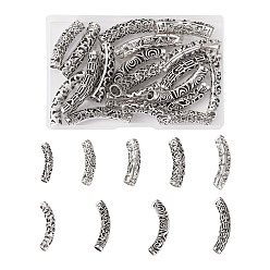 Античное Серебро 18шт 9 бусины из сплава в тибетском стиле, изогнутые, полый, античное серебро, 37.5~64x7.5~13 мм, отверстие : 5~7.5 мм, 2 шт / стиль