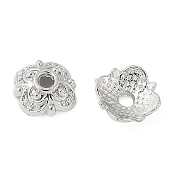 Платина Шапочки и конусы для бусин, латунные, цветок, платина, 8.5x8.5x2.5 мм, отверстие : 1.6 мм