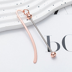 Розовое Золото Сплав закладки, закладка с железным крючком и бусинами, розовое золото , 86 мм