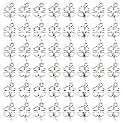 Antique Silver 200Pcs Tibetan Style Alloy Pendants, Clover Charms, Cadmium Free & Lead Free, Antique Silver, 17x11x1.5mm, Hole: 2mm