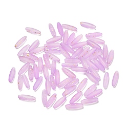 Лиловый Матовые стеклянные бусины, рис, золотой фольгой, сирень, 21.5x6.5 мм, отверстие : 1.4 мм, Около 915 шт / 1000 г