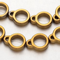 с Золотистым Покрытием Гальванизировать немагнитных синтетический гематит нитей бисера, кальян, с золотым покрытием, 16x12x4 мм, отверстие : 1 мм, около 26 шт / нитка, 15.7 дюйм