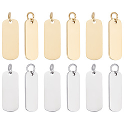 (52) Непрозрачная лаванда 12 шт. 2 цвета 201 подвески из нержавеющей стали, ручная полировка, прямоугольные, штамповка пустой метки, разноцветные, 20x8x1 мм, отверстие : 3.5 мм, 6 шт / цвет