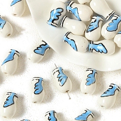 Column Фарфоровые бусины ручной работы, животные, синие, колонка, 18x13 мм