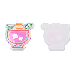 Pearl Pink Transparent Printed Acrylic Cabochons, Cup, Pearl Pink, 25x23.5x2.5mm