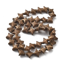 с Покрытием Меди Гальванические бусины из натуральной лавы, звезда, с медным покрытием, 9.5x9.5 мм, отверстие : 1 мм, около 48 шт / нитка, 14.57'' (37 см)