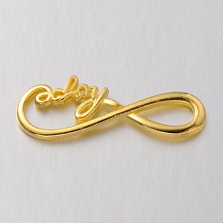 Золотой Сплав бесконечности в тибетском стиле с разъемами надежных ссылок, без кадмия и без свинца, золотые, 15x39x2 мм