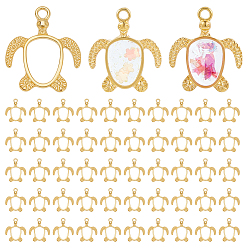 Золотой 60подвески из легкого сплава с открытой спиной, для diy уф смолы, эпоксидная смола, Прессованные цветочные украшения, черепаха, золотые, 21.5x18.5x2.5 мм, отверстие : 2 мм