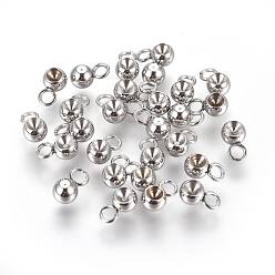 Нержавеющая Сталь Цвет Устойчивы к потускнению 201 подвески из нержавеющей стали со стразами, круглые, цвет нержавеющей стали, пригодный для стразов 2 мм, 6.8x4x3 мм, отверстие : 1.8 мм