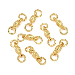 Настоящее золото 24K Подвески из латуни, овальные звенья с соединительными кольцами, стойки покрытие, долговечный, без свинца и без кадмия, реальный 24 k позолоченный, 6x2x2 мм, отверстие : 3 мм