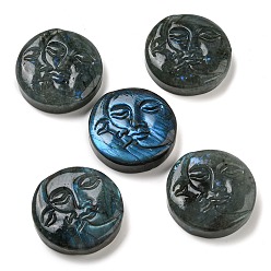 Лабрадорита Кабошон из натурального лабрадорита, плоские круглые с лицом, 41~43x10.5~14 мм