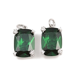 Платина Латунь с кубическим цирконием подвеской, прямоугольные, без кадмия и без свинца, стойки покрытие, долговечный, с целью перехода в кольце, платина, 16x10x8 мм, отверстие : 3 мм