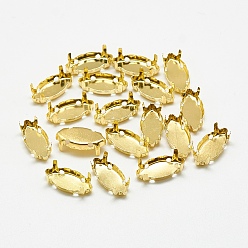 Золотой 201 нержавеющая сталь для пришивания зубцов, настройки когтей для остроконечных страз, лошадиный глаз , золотые, лоток : 18x9 мм, 17x8.5x5.5 мм, отверстие : 1 мм