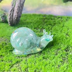 Амазонит Фигурки улиток из смолы, с натуральной амазонитовой крошкой внутри статуэток для украшения домашнего офиса, 70x30x40 мм