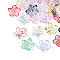 (52) Непрозрачная лаванда Прозрачные колпачки для бусин, окрашенные акриловой краской из баллончика, цветок, разноцветные, 11.5x12x3.5 мм, отверстие : 1.5 мм, Около 3571 шт / 500 г