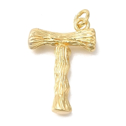 Letter T Стойки обшивки латунные подвески, долговечный, без кадмия и без свинца, реальный 18 k позолоченный, с целью перехода в кольце, Письмо T, 36.5x25.5x7.5 мм, отверстие : 5 мм