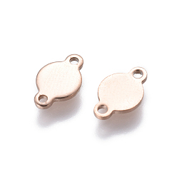 Rose Gold Ion Plating(IP) 304 Stainless Steel Links connectors, Flat Round, Rose Gold, 6x9.5x0.8mm, Hole: 1mm