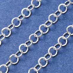 Silver 304 Stainless Steel Rolo Chains, Soldered, with Spool, Silver, 4x0.5mm