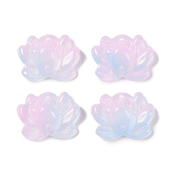 Сливовый Краски для выпечки стеклянные бусины, лотос, слива, 15.5x20.5x7.5 мм, отверстие : 1.2 мм