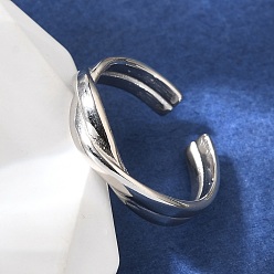 Платина Запонки из стерлингового серебра 925 с родиевым покрытием, крест крест кольца, платина, 4 мм, внутренний диаметр: регулируемый