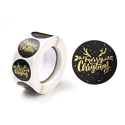 Разноцветный Рождественские тематические плоские круглые наклейки в рулоне, самоклеящиеся бумажные наклейки, для партии, декоративные подарки, красочный, 25x0.1 мм, о 500шт / рулон