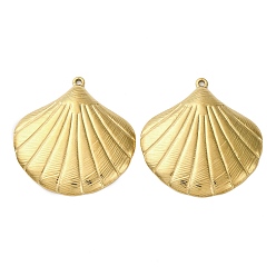 Shell Shape 304 подвески из нержавеющей стали, ионное покрытие (ip), реальный 18 k позолоченный, формы раковины, 41.5x39x3.5 мм, отверстие : 1.9 мм